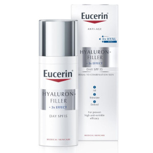 Денний крем для нормальної та комбінованої шкіри обличчя Eucerin (Еуцерін) Hyaluron-Filler SPF15 легкий проти зморшок 50 мл