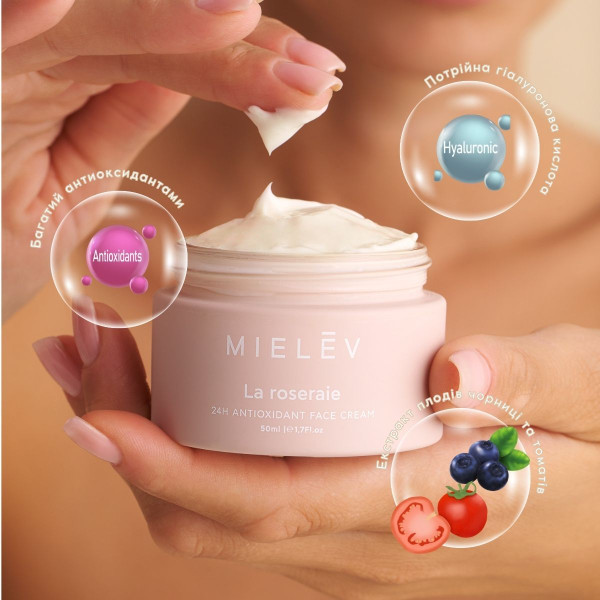 Антиоксидантний крем для обличчя 24-годинної дiї серії LA ROSERAIE Mielev 24h Antioxidant face cream 50 мл