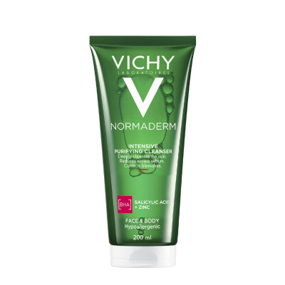 Гель для обличчя та тіла  Vichy (Віши) Normaderm Intensive Purifying для глибокого очищення жирної, схильної до недоліків шкіри обличчя та тіла 200 мл