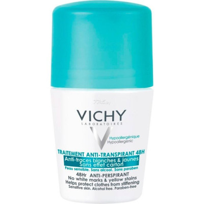 Дезодорант-антиперспірант кульковий Vichy (Віши) 48h проти білих слідів та жовтих плям 50 мл