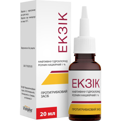 ЕКЗІК розчин нашкірний 1 % флакон 20 мл