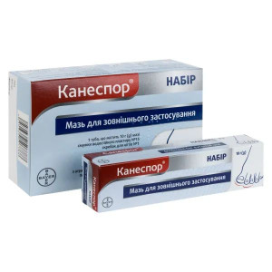 КАНЕСПОР НАБІР мазь для зовнішнього застосування туба з дозатором 10 г +  пластирі та скребок для нігтів