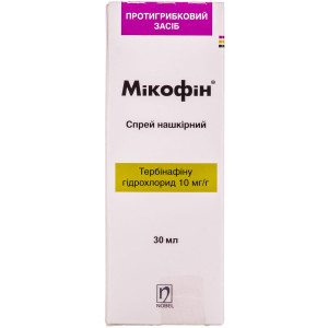 МІКОФІН спрей нашкірний 10 мг/ г флакон 30 мл