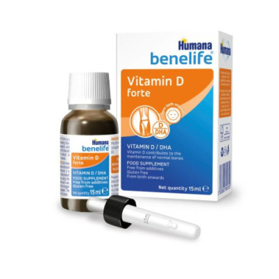 Краплі оральні Humana Benelife  (Хумана Бенелайф) D3 (Д3) 400 МО+ DHA для немовлят, дітей, дорослих флакон 15 мл