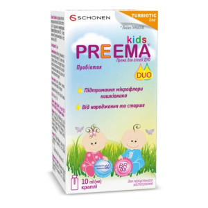 ПРЕМА (PREEMA) ДУО KIDS для дітей краплі для підтримки мікрофлори кишечника пляшечка з піпеткою Пробіотик 10 мл