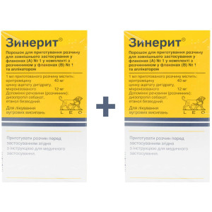 ЗИНЕРИТ порошок для приготування розчину для зовнішнього застосування в флаконі в комплекті з розчинником флакон 30 мл та аплікатором 1+ 1