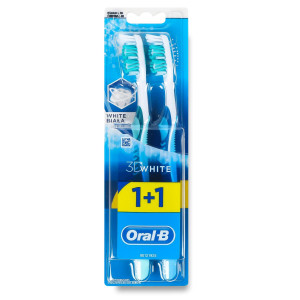 Набір зубних щіток ORAL-B (Орал-бі) 3D White Відбілювання середня жорсткість 1+1 шт