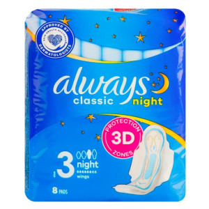 Прокладки ALWAYS Classic гігієнічні Night  8 шт