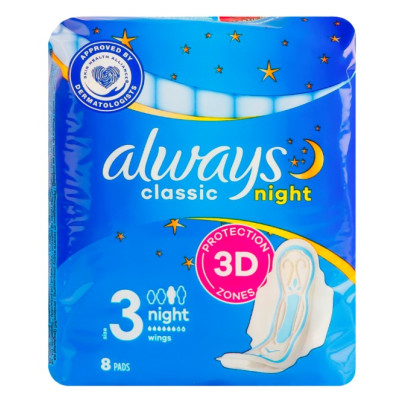 Прокладки ALWAYS Classic гігієнічні Night  8 шт