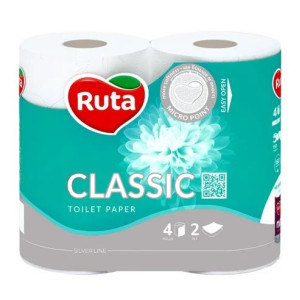 Папір туалетний Ruta Classic 2-шаровий білий 4 шт
