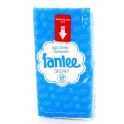 Хустинки носові паперові Fantee Океан (2 шари) 10 шт