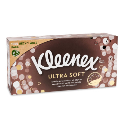 Серветки косметичні паперові КЛІНЕКС (KLEENEX) Ultrasoft (3 шари) №64