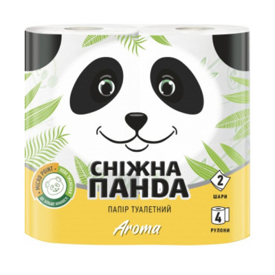 Папір туалетний Снігова Панда Aroma 2-шаровий білий 150 відривів 4 шт 