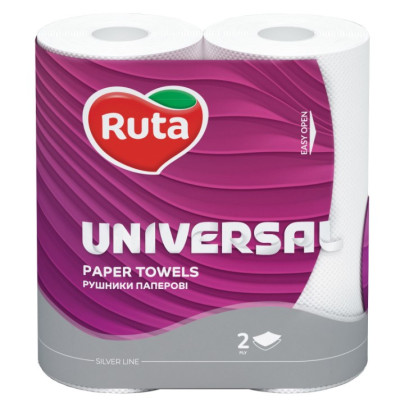 Рушник паперовий Ruta Universal 2-шаровий білий 2 шт