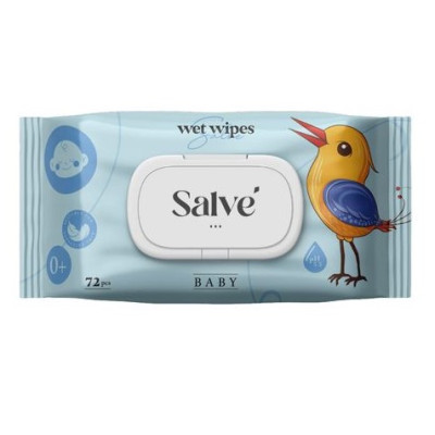 Дитячі вологі серветки Salve сині №72
