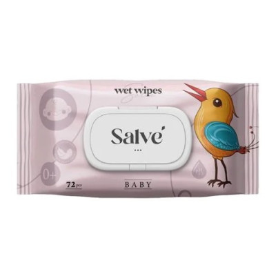 Дитячі вологі серветки Salve рожеві №72