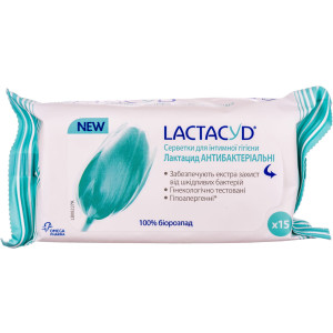 Серветки для інтимної гігієни Lactacyd (ЛАКТАЦИД) Антибактеріальні №15