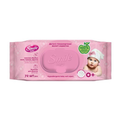 Дитячі вологі ультрам'які серветки SMILE BABY з перших днів життя №72