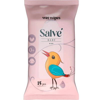 Дитячі вологі серветки Salve рожеві №15