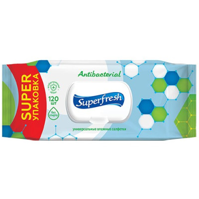 Серветки косметичні вологі Super Fresh Антибактеріальні №120