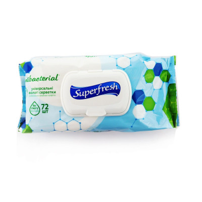 Серветки косметичні вологі Super Fresh Антибактеріальні №72