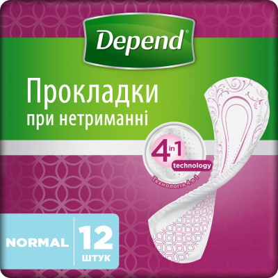 Прокладки урологічні DEPEND (Депенд) Pads Normal Plus №12