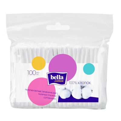 Ватні палички Бела  (Bella) Cotton косметичні пакет 100 шт