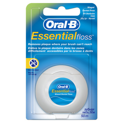 Зубна нитка вощена Oral-B Ессеншал Флос (Essential floss) М`ята 50 м