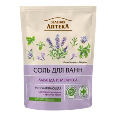 Сіль морська Зелена Аптека (Green Pharmacy) Лаванда і меліса для ванн дой-пак 500 г