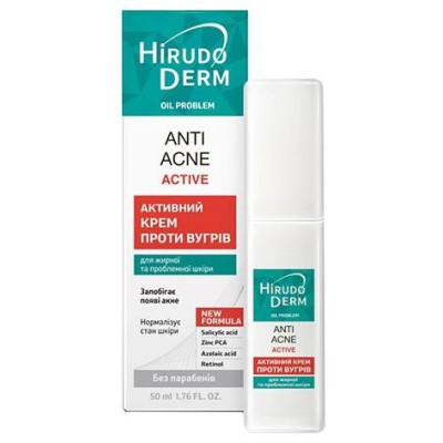 Крем для обличчя Hirudo Derm (Гірудо дерм) Oil Problem Anti-Acne Active активний проти вугрів 50 мл
