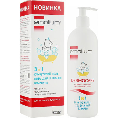 Засіб для купання дитячий Emolium (Емоліум) 3в1 Гель-піна-шампунь для тіла та волосся 400 мл