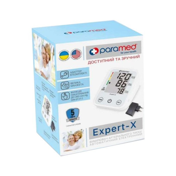 Вимірювач артеріального тиску (тонометр) автоматичний Paramed (Парамед) Expert-X із адаптером Type-C на плече