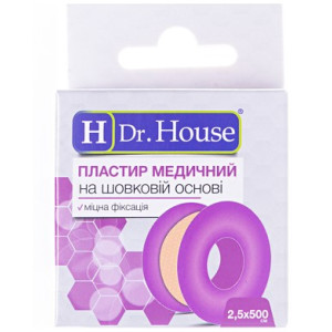Пластир медичний Dr.House (Доктор Хаус) 2,5х500см на шовковій основі, 1 шт