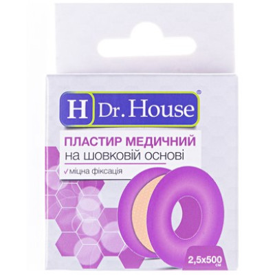Пластир медичний Dr.House (Доктор Хаус) 2,5х500см на шовковій основі, 1 шт