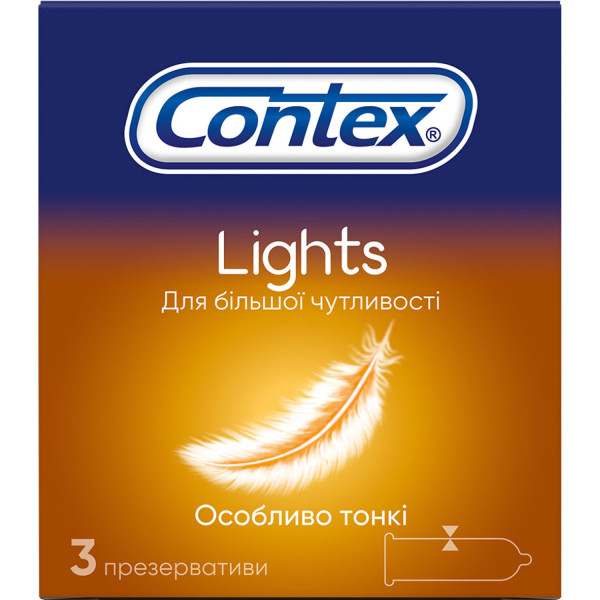 Презервативи латексні з силіконовою змазкою Contex® Lights (особливо тонкі) упаковка 3 шт