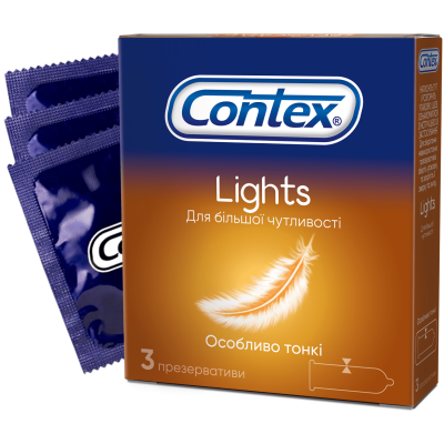 Презервативи латексні з силіконовою змазкою Contex® Lights (особливо тонкі) упаковка 3 шт