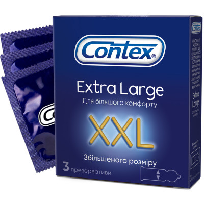 Презервативи латексні з силіконовою змазкою Contex® Extra Large (великого розміру) упаковка 3 шт