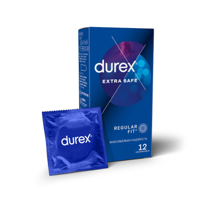 Презервативи латексні з силіконовою змазкою Durex® Extra Safe (максимальний захист) упаковка 12 шт