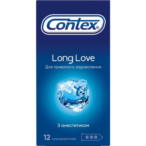Презервативи латексні з силіконовою змазкою Contex Long Love (з анестетиком) упаковка 12 шт