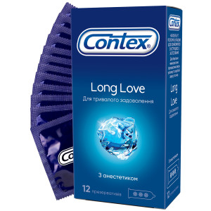 Презервативи латексні з силіконовою змазкою Contex Long Love (з анестетиком) упаковка 12 шт
