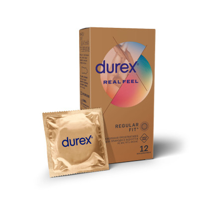 Презервативи латексні з силіконовою змазкою Durex® Real Feel (натуральні відчуття) упаковка 12 шт