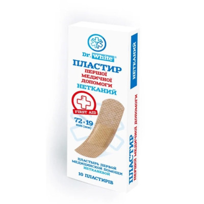 Пластир першої мед.допом.Dr.White нeтканий 19х72мм, 10 шт