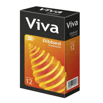 Презервативи латексні з силіконовою змазкою Viva (Віва) Ribbed ребристі упаковка 12 шт