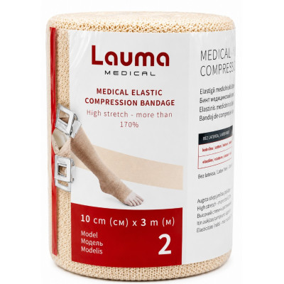 Бинт медичний еластичний Lauma модель 2 Latex Free стрічковий високої розтяжності 3мx10см