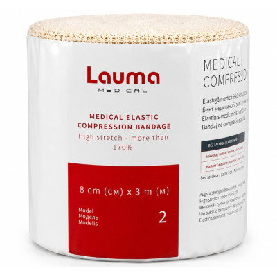Бинт медичний еластичний Lauma модель 2 Latex Free стрічковий високої розтяжності 3,0мx8см