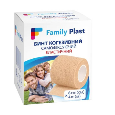 Пластир когезивний FP Family Plast  6смх4м самофіксуючий еластичний, 1 шт