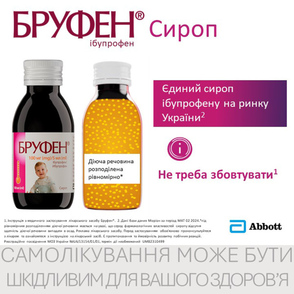 БРУФЕН сироп 100 мг/5 мл флакон 100 мл