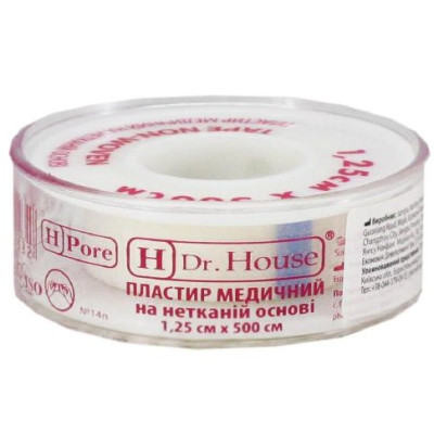 Пластир медичний Dr.House (Доктор Хаус) 1,25х500см на нетканій основі, 1 шт