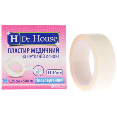 Пластир медичний Dr.House (Доктор Хаус) 1,25х500см на нетканій основі, 1 шт