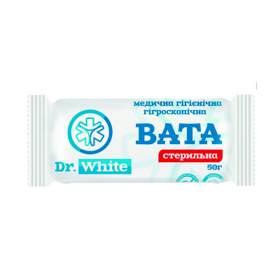 Вата медична Dr.White ЕКОБИНТ стерильна гігроскопічна ролик 50 г